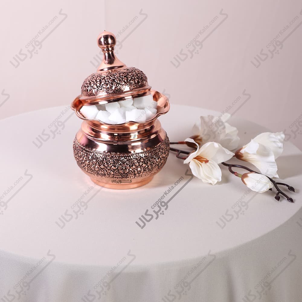 قندان مسی رزگل بدون پایه