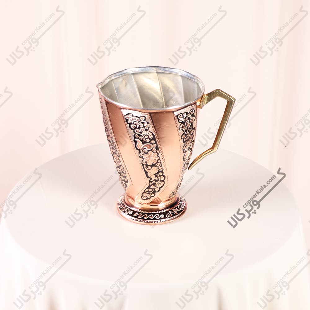 پارچ مسی نقره کوب مدل پیچی