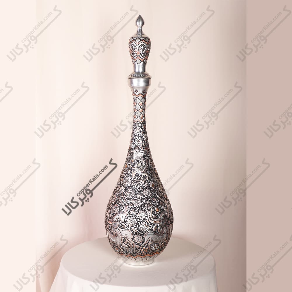 تنگ مسی قلم زنی گل و مرغ