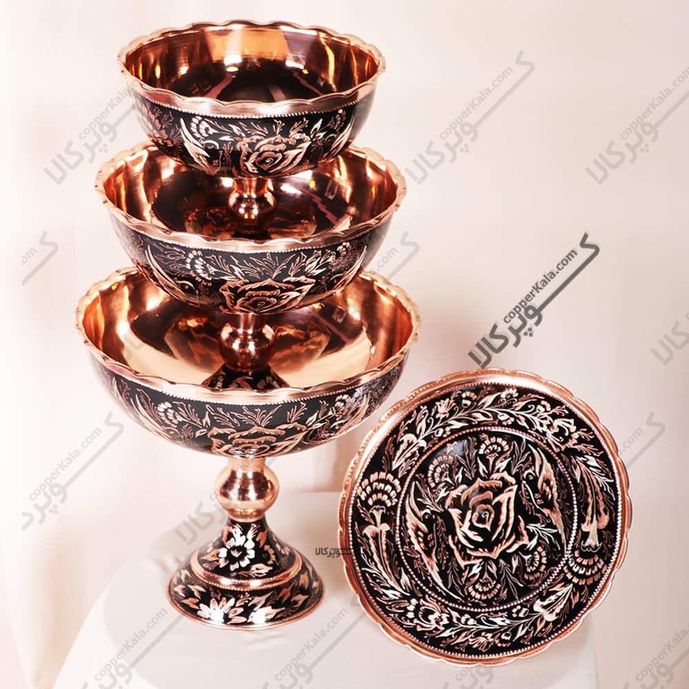 سرویس پذیرایی مسی طاووس مشکی سلطنتی